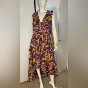 Gold and Purple Ashley Stewart Embellished Sleeveless Midi Sundress